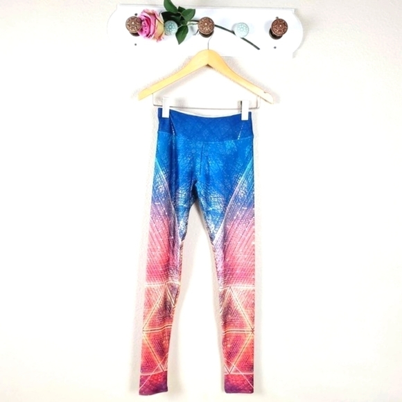 Society6 Spandex Multicolor Lines Legging - Picture 1 of 7